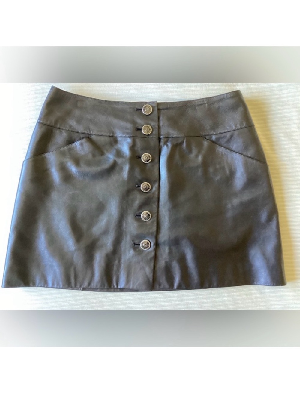 CHANEL Authentic Black Chanel Classic Leather
Skirt